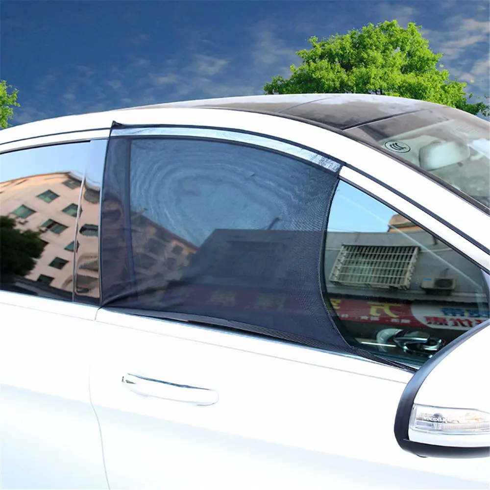 2 Pcs Universal Car Front Door Side Window Sun Shade Summer UV Protection Sunshades Net Mesh Car Curtain