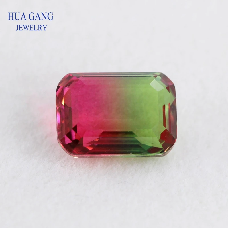 보석 제작용 팔각형 수박 토르말린 스톤, 합성 유리 루즈 비즈, 크기 4x6mm-13x18mm