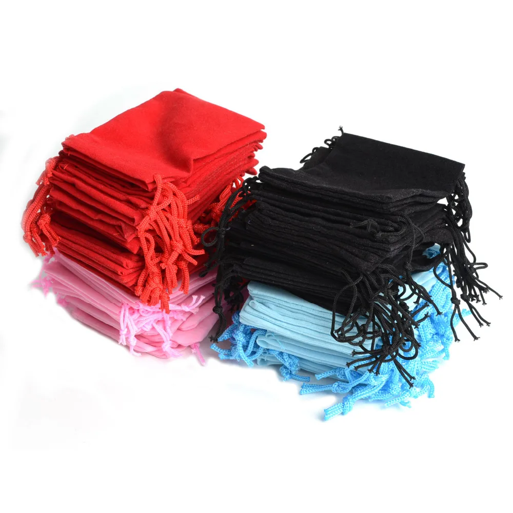 

De Bijoux 100Pcs Mix Color 5x7cm Velvet Bag Ring Jewelry Bag Velvet pouch for wedding birthday Annual party promotion Gift Bags