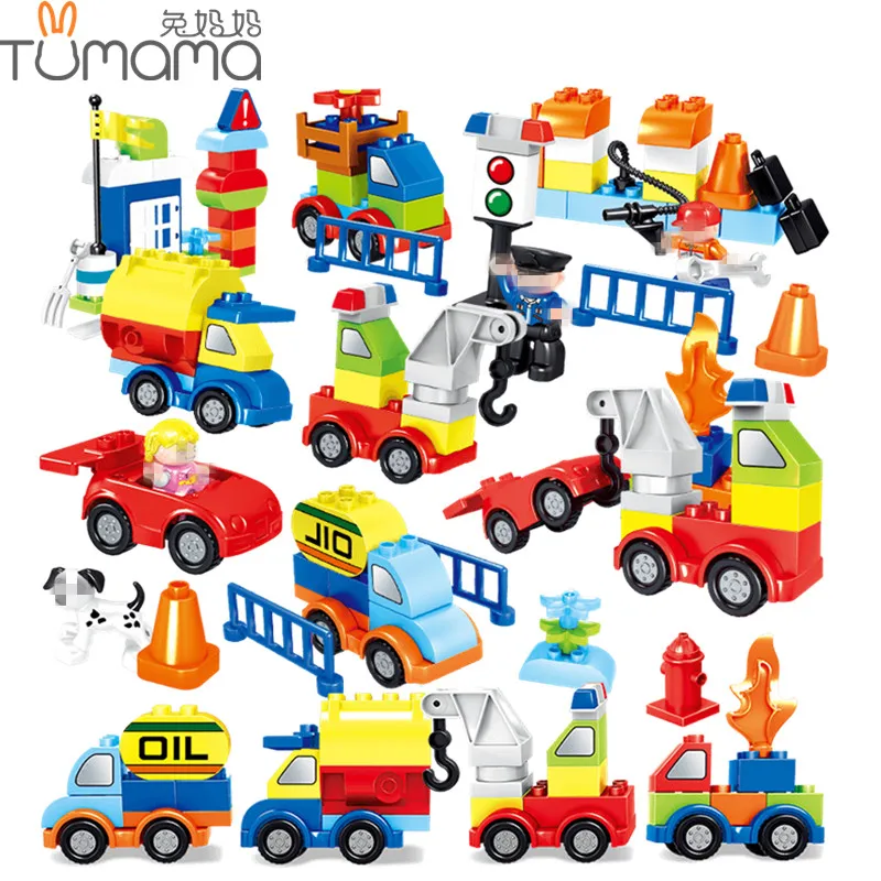 Tumama Big Size Building Blocks 53~125pcs Car Model Traffic Building Brick Compatible Legoed Duplo Large Size Educational Blocks Tumama Big Size Building Blocks 53~125pcs Car Model Traffic Building Brick Compatible Legoed Duplo Large Size Educational Blocks