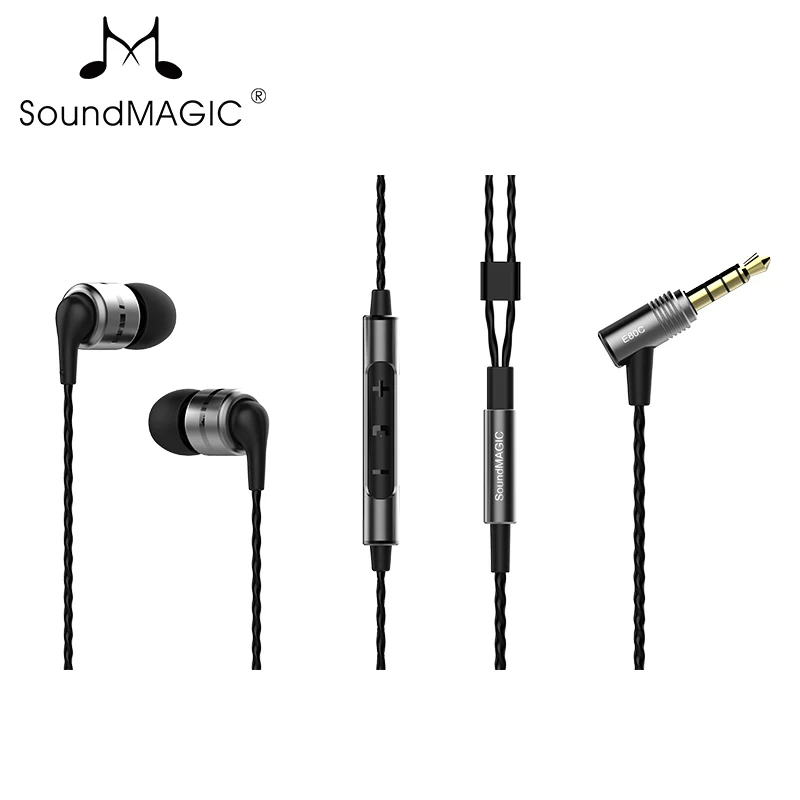 Новые наушники-вкладыши SoundMAGIC E80C с микрофоном для прослушивания музыки с усиленными басами - Цвет: Серый