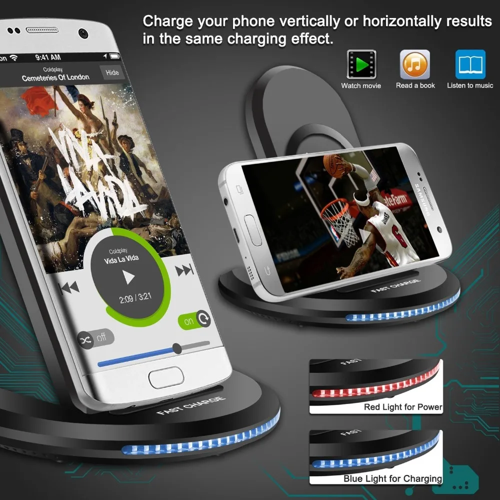 Универсальное 10 Вт Qi Беспроводное зарядное устройство для iPhone X 10 8 Plus samsung Galaxy S9 S8 Note 8 Xiomi Phone быстрая Беспроводная зарядная подставка