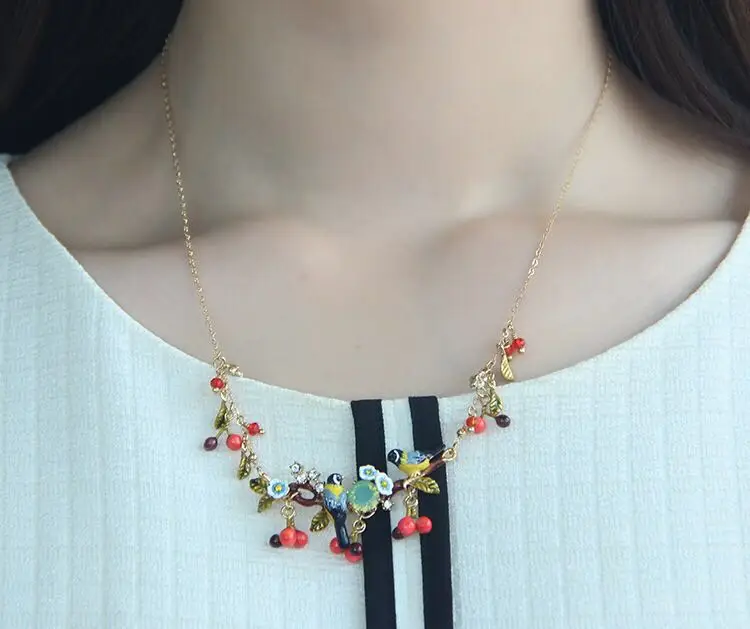 

2019 Amybaby Original Designer Fruit Paradise Oriole Birds Little Cherry Womens Tassels Drop Hoops Earrings Necklace Ring Bangle