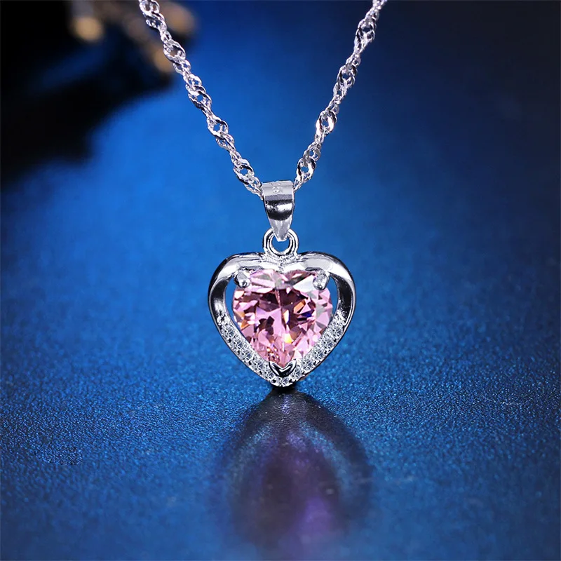 S925 стерлингового серебра мое сердце вечное ожерелье корейские ювелирные изделия серебряная цепочка ключицы красивый кристалл кулон