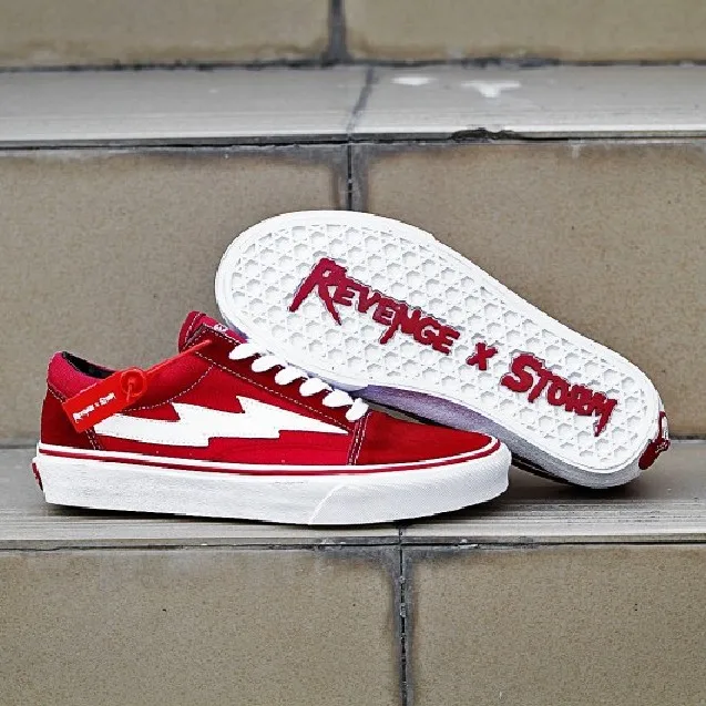 

Fashion Unisex Revenge Vulcanized Tidal Lightning Shoes red Canvas shoe man Low-top skateboards casual sneakers kanye shoes