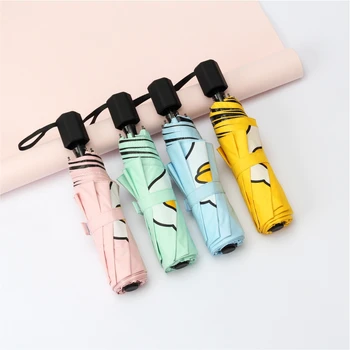 

Art Fresh Simple Clear Rain Two Umbrellas School Retro Male Female Students Folding Umbrellas Small Umbrella Cute Girls Kids YS5