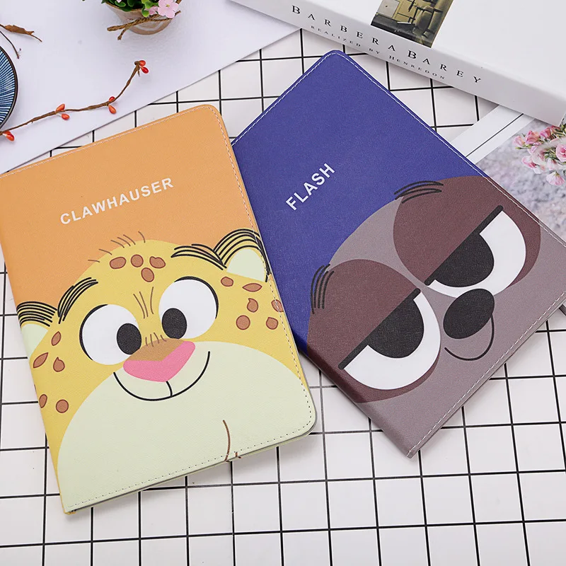 

For Ipad 2017 2018 Ipad Air 1 2 Pro PU Leather Protective Cover Tablet Holder Cute Zootopia Sloth Nick Cartoon Smart Case Ipad