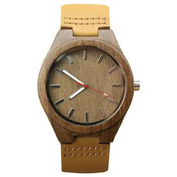 

2017 hot selling luxury brand women and men simple dial natural wooden wristwatch couple casual high quality leather watch