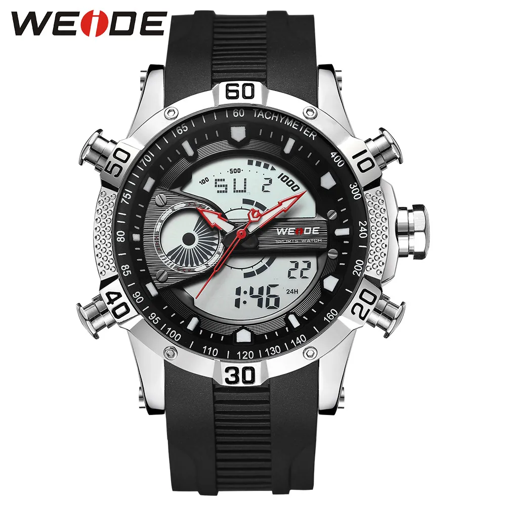 WEIDE Luxury Genuine Analog Watch Sport Men Digital Silicone strap Quartz Watches Waterproof Army Alarm Clock Steampunk Saat