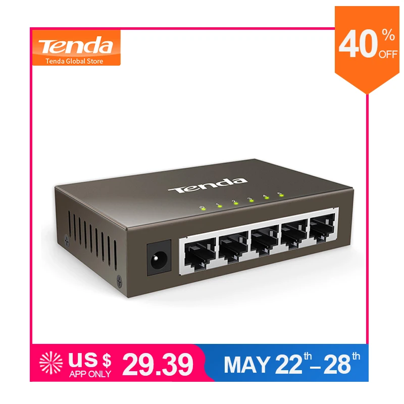 

Tenda TEF1105P-4-63W 5-Port Ethernet Network Switch, 250M Long Distance Stable PoE Power Supply, Plug and Play, Durable & Secure