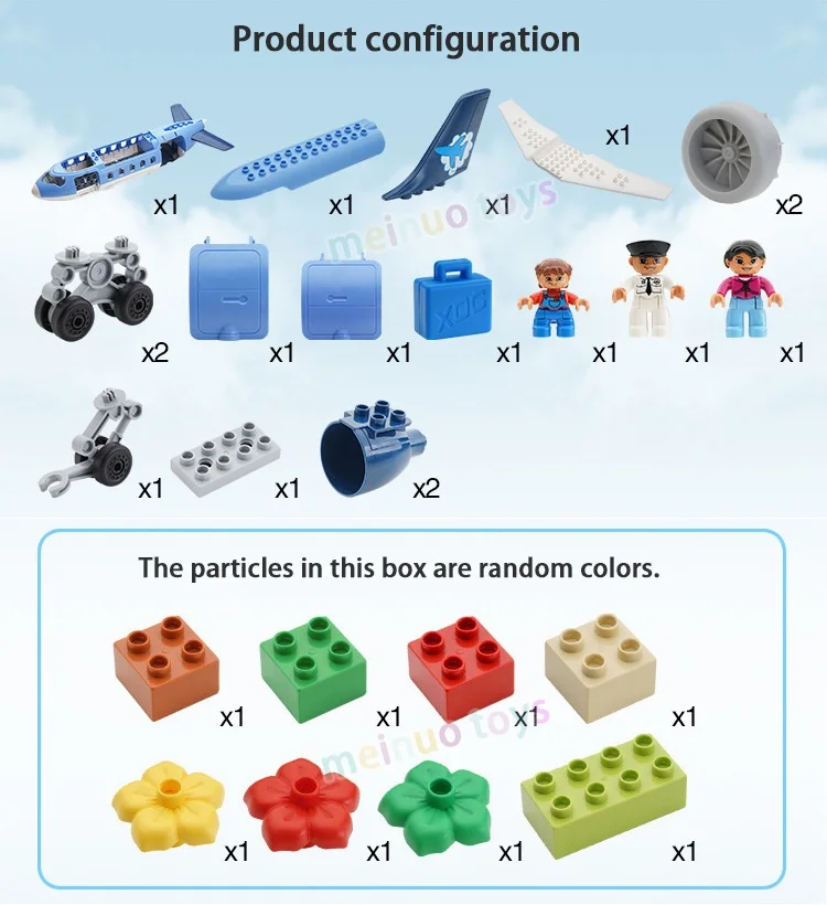 Модель Воздуха пассажирский самолет совместимый с Legoe Duplo большие строительные