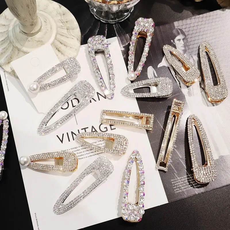 

1pc Boutique Fashion Crystal Hair Clip Snap Barrette Hairpin Bobby Pin Hair Accessories Snap for Women Girls Hair Clip Ornaments