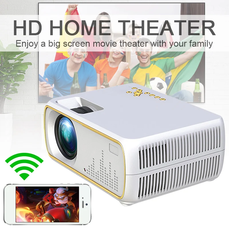 

DH-A20 LED HD Video Mini Projector 60W 2200LM 800x480P TV Projector Home Cinema Projector Built-in Speaker/Wireless Same Screen