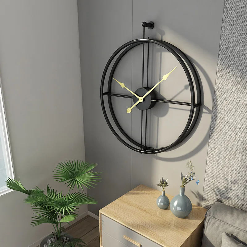 Large Metal Wall Clock Modern Design Minimalism European