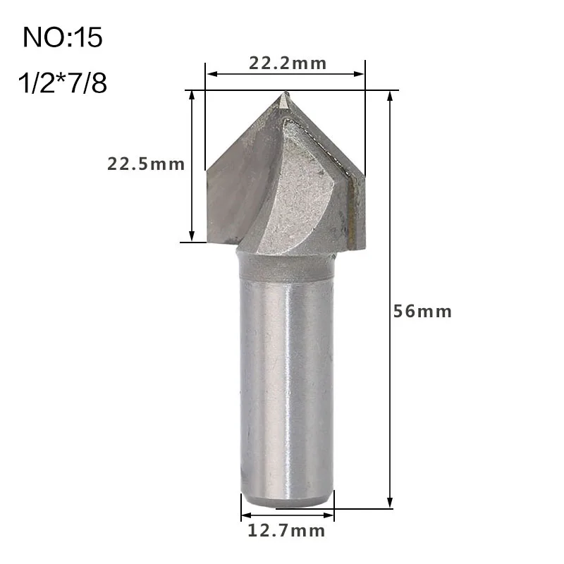 1 шт. 1/" 1/4" хвостовик промышленного класса фрезы для дерева 90 градусов V тип долбежный резак Вольфрам деревообрабатывающий резной инструмент - Длина режущей кромки: NO15