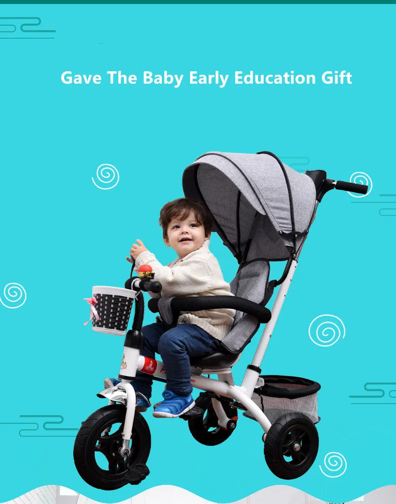 Sale New Brand 1-6 Years Child Tricycle High Quality Swivel Seat Child Tricycle Bicycle Baby Buggy Stroller Bmx Baby Car Bike 1