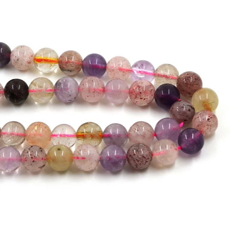 Full strand Natural Melody Crystal Beads,Super Seven Crystal beads,Natural purple hair crystal,Healing Quartz Stone beads