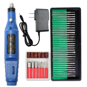 

1set Power Professional Electric Manicure Machine Pen Pedicure Nail File Nail Art Tools EU/US plug 6 bits Nail Drill Machine