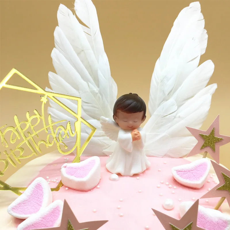Латексный Ангел мальчик девочка торт украшение перо Торт Топпер выбирает Свадебный Топпер для торта «С Днем Рождения» baby shower мальчик babyshower