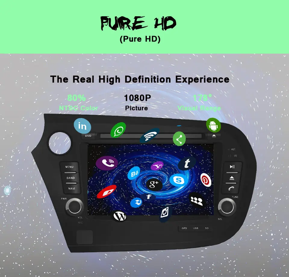 Android 7,1 автомобильный DVD gps для HONDA Insight 2010- с Авто Радио Bluetooth OBD четырехъядерный сенсорный экран USB SD AUX 3g/4G карта