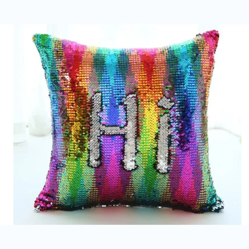 Funny Sequin Cushion Cover Magical Throw Pillowcase 40x40cm Color