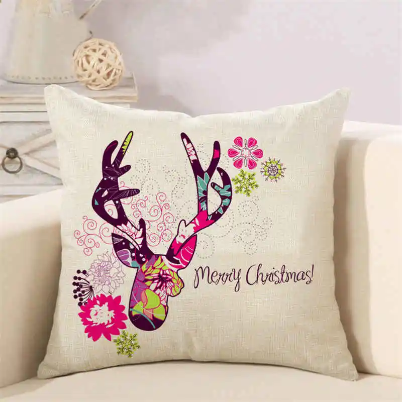 throw pillowcase merry christmas deer cushion cover (1)