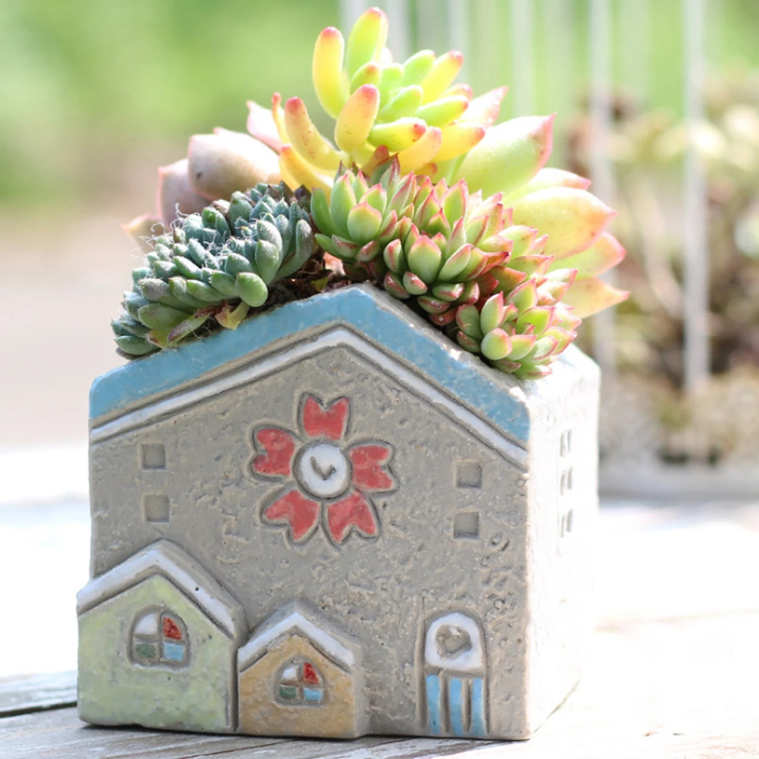 

Home Decoration Flower Vases Creative Mediterranean Style House Shape Mini Ceramic Succulent Vase For Flowers Pot Planters