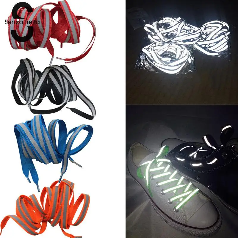 

Senza Fretta 120cm Shoe Laces Glow in the Dark Reflective Shoelaces Unisex Shoelace For Sport Canvas Shoe-Laces Luminous Strings