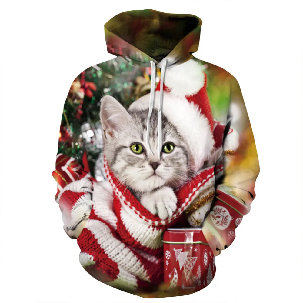 

Christmas Gift Women Hoodies Men Sweatshirts 2018 Autumn Winter Cat Dog Sweatshirt Fashion Hipster Sportsuit Tracksuit Hoody