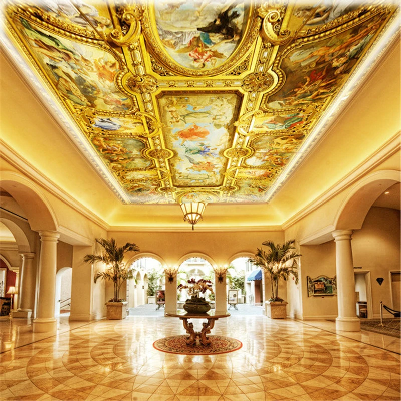 

beibehang photo wallpaper Large interior ceiling in the lobby living room ceiling conference high quality murals for living room