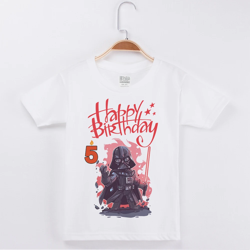 

Happy Birthday T Shirt Star Wars Printing Cute Cartoon Cotton O-Neck Children Clothing Boys Short Sleeve New Tops For girl 2019