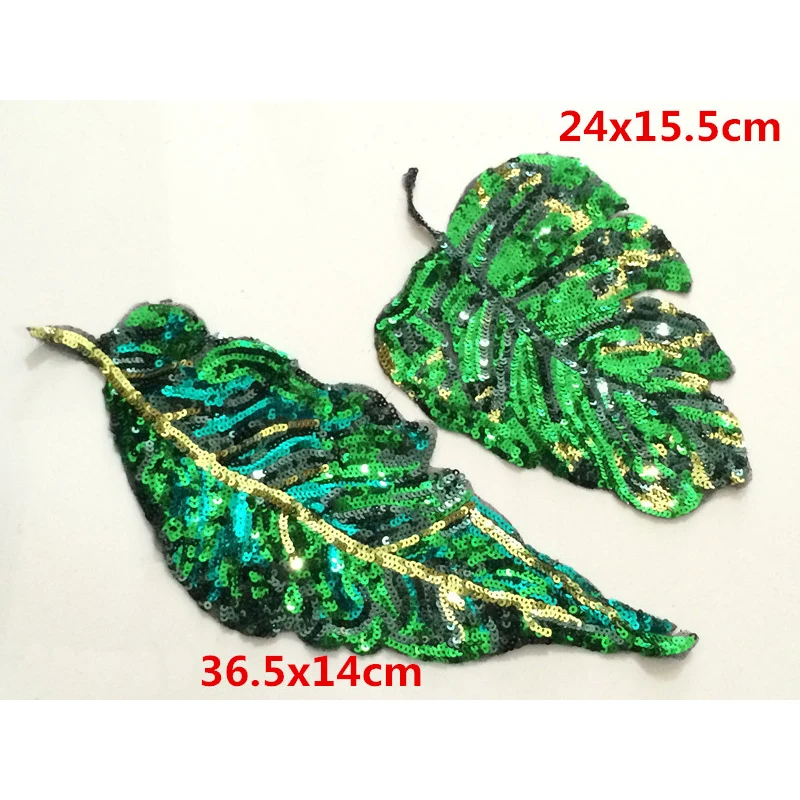 

1Pc Sew On Sequin Fern Leaf Patch Beaded Plant Applique Patches For Clothing Appliques Parches Bordados Ropa RP66