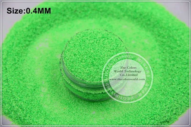 

TCF501 Neon Green Colors 0.4mm size solvent resistant glitter for nail Art nail Polish or other DIY decoration