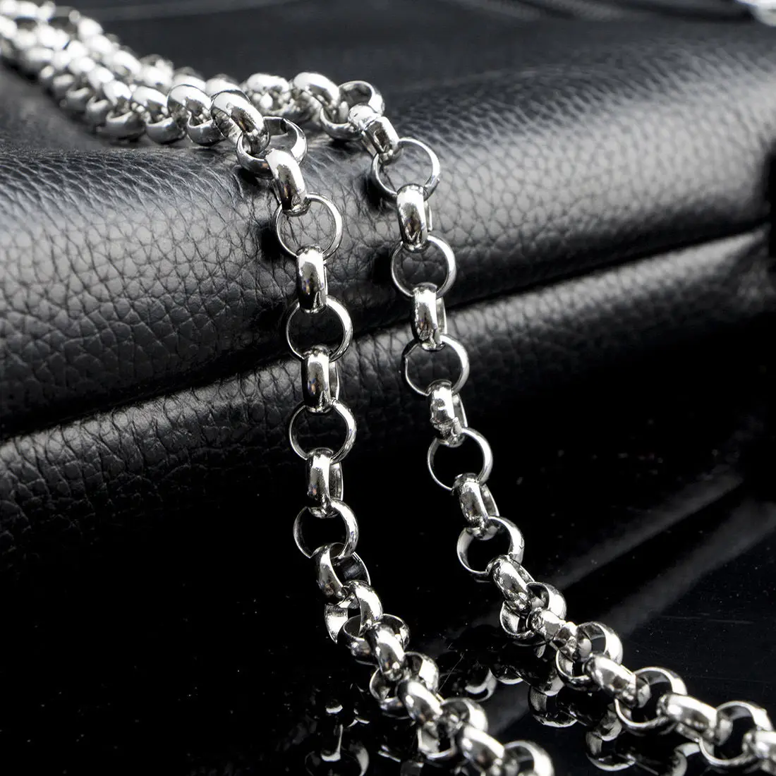 Fashion Silver Tone Unisex Jewelry Stainless Steel 8mm Rolo Chain