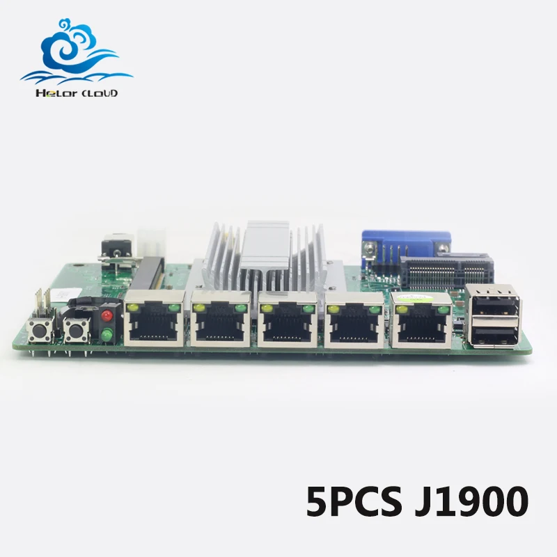 

HLY 5 Pieces Wholesales Motherboard Mini 4 LAN Mini ITX Desktop Motherboard Celeron J1900 Fanless for manufacturing industry