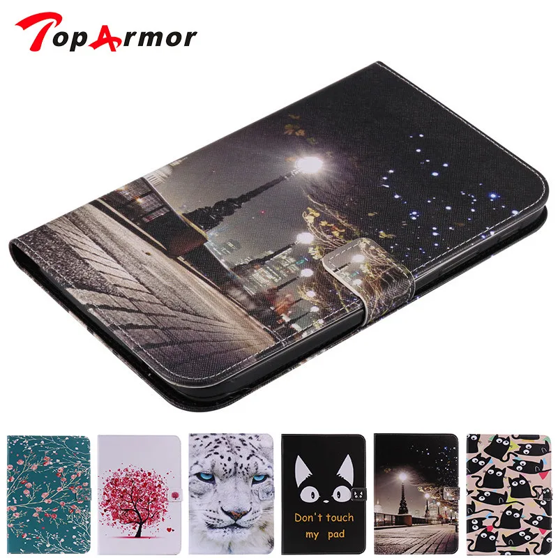 

TopArmor 3 Card Slots Apricot tree Feather Cat ear Sleep Leather Case With Stand For Samsung Galaxy Tab 3 Lite 7.0 T110 T111