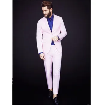 

Men's suit two-piece suit (jacket + pants) men's solid color Slim fashion suit wedding groom groomsmen dress custom