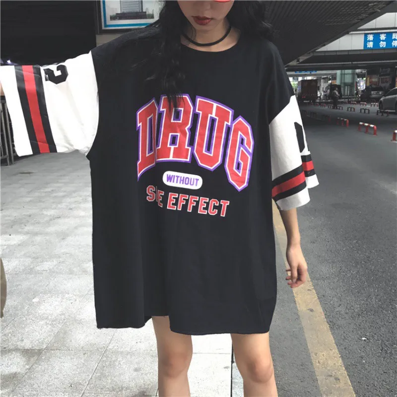 

Harajuku Letter Print Women T-Shirt Short Sleeve Casual Simple Top Hip Hop Plus Size Women Clothing Hot Sale 2018 Newest
