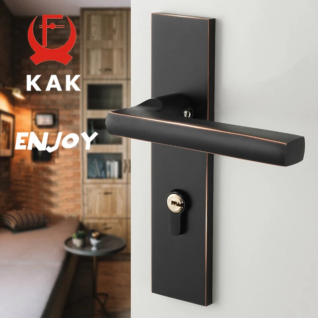 KAK Antique Black Mute Room Door Lock Handle American Style Interior KAK Antique Black Mute Room Door Lock Handle American Style Interior Door Knobs Lock Anti- - KAK Antique Black Mute Room Door Lock Handle American Style Interior