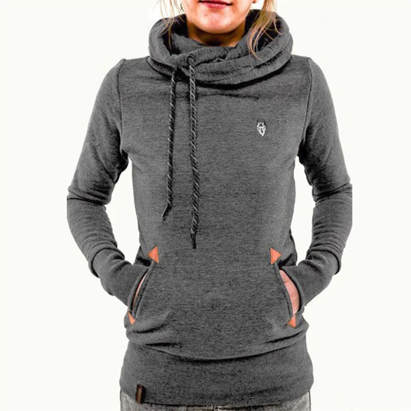 Для женщин Спортивная толстовка с капюшоном с длинными рукавами и карманами с вышивкой приталенные худи для тренировок свитера больших Размеры 5XL - Цвет: Серый