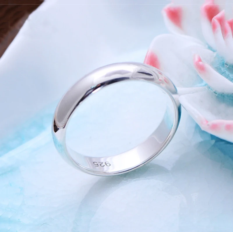 100% Pure 925 Sterling Silver Rings For Women Men Simple Ring Smooth High Polishing Wedding Band Ring For Lovers Couples Gift