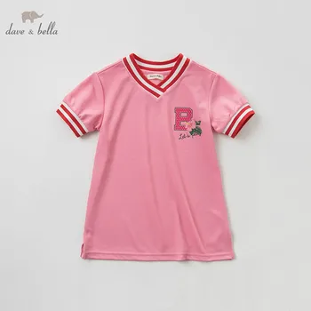 

DBK9758 dave bella summer infant kids girl's fashion dress kids birthday party dress short sleeve v-neck toddler children dress