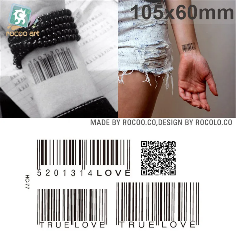 

Wholesale printed bar code tattoo for women lady Temporary Body Art Waterproof tattoo stickers HC-077