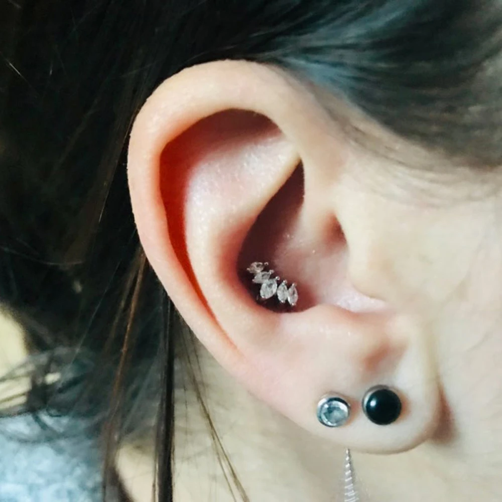 1Piece16g маркиза драгоценный камень гвоздики Спиральные серьги Tragus серьги, Надеваемые На ушной хрящ Серьга для верхней части уха Orelha Штанга пирсинг ювелирные изделия для тела