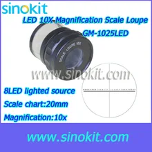 Профессиональный 8 штук со шкалой ювелирные изделия 10x Лупа-GM-1025LED