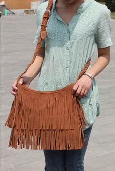 

3 Pcs New Sttyle Women Tassel Handbag Woven Strap Shoulder Bag Large Purse DOM1242