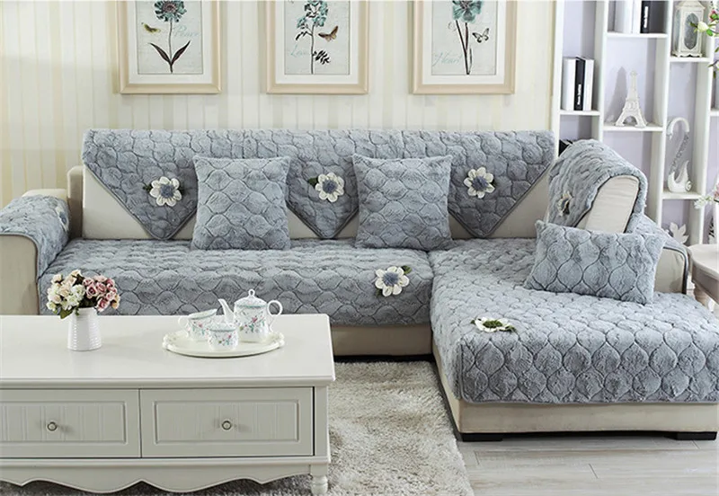 SUGAN Зимний толстый плюшевый диван, флисовый тканевый чехол для дивана, Европейский стиль, мягкий современный Диванный чехол для гостиной