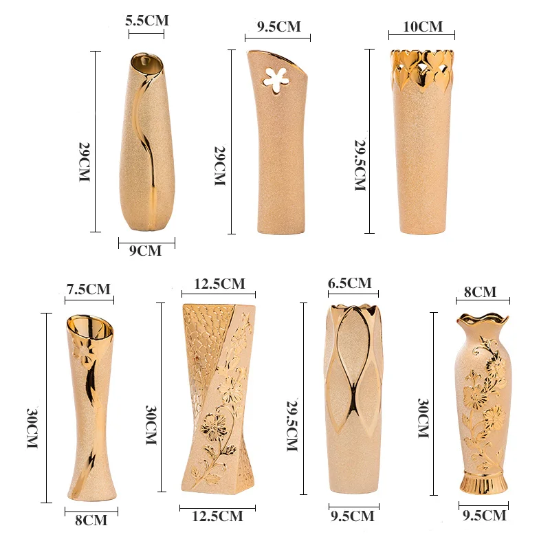 Модный современный стиль золотая керамическая Столешница ваза для цветов Свадебный подарок украшения дома аксессуары ремесла