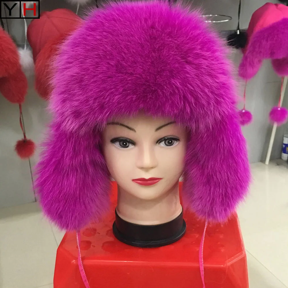 2018 Новый Для женщин натуральным лисьим мехом меховая шапка зимняя Теплые зимние
