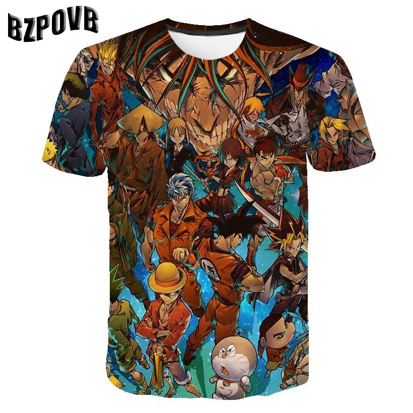 

2019 Summer new Men Hip hop Streetwear O-Neck T Shirts tops&Tees Shirt Men Tshirt Nautical king anime 3D Print Tops T-shirt